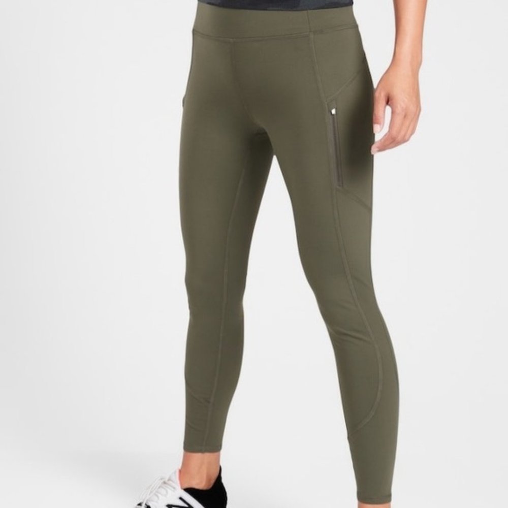 Athleta Rainier Tight | Olive Green Athletic Leggings | Size: SM | High Waist